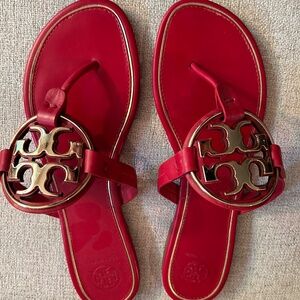 Red/Gold Tory Burch Miller Sandals sz 9.5 Medium
